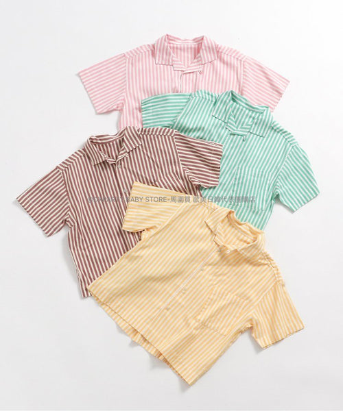 日本童裝 p.prem#r 直紋短袖襯衫 80-140cm 男童款/女童款 夏季 TOPS