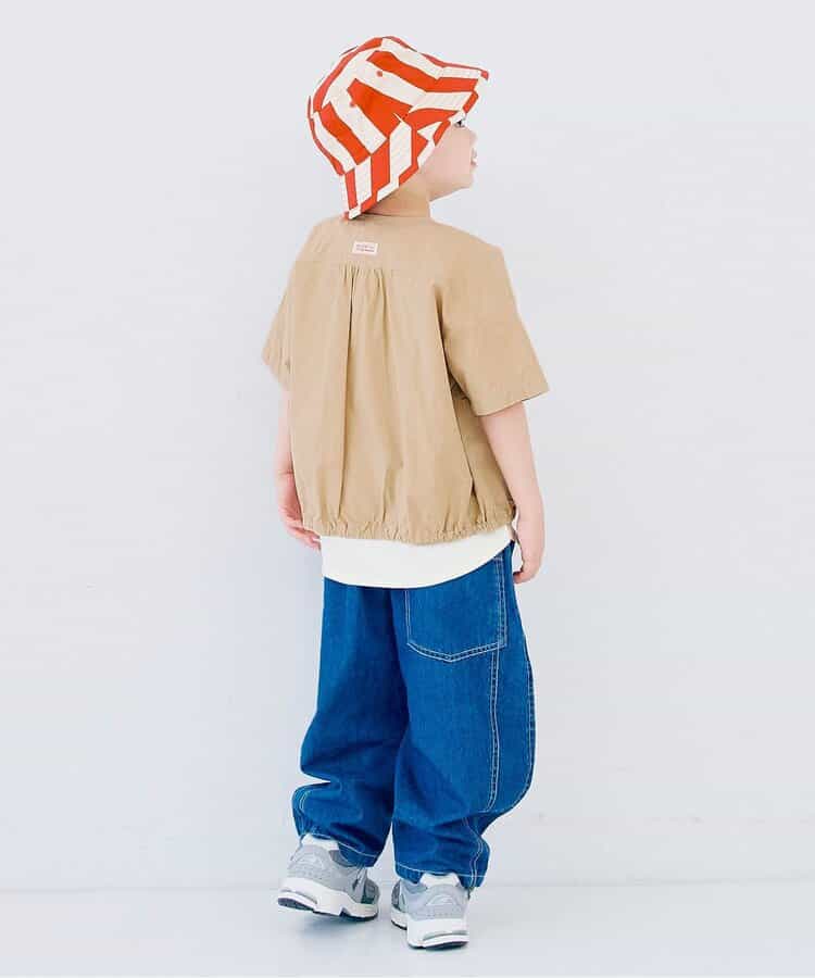 Japanese children's clothing p.prem#r typewriter snap button short-sleeved shirt 80-140cm boys/girls summer TOPS