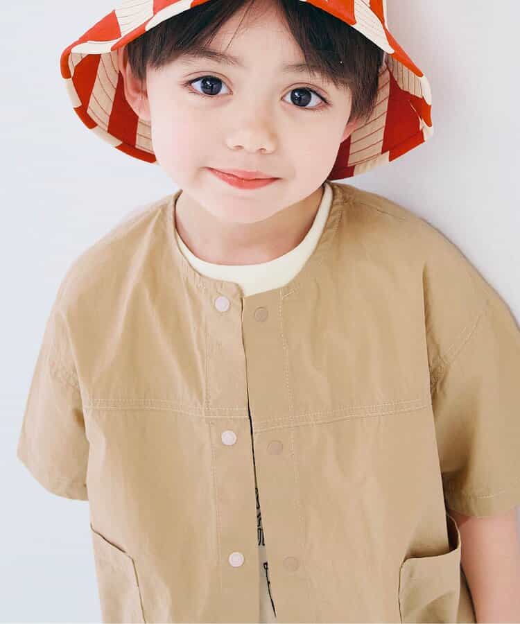 Japanese children's clothing p.prem#r typewriter snap button short-sleeved shirt 80-140cm boys/girls summer TOPS