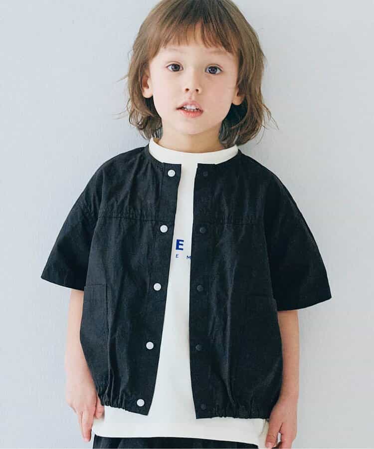 Japanese children's clothing p.prem#r typewriter snap button short-sleeved shirt 80-140cm boys/girls summer TOPS