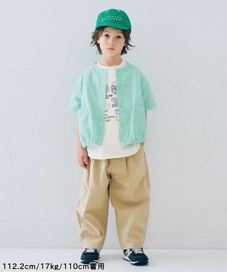 Japanese children's clothing p.prem#r typewriter snap button short-sleeved shirt 80-140cm boys/girls summer TOPS