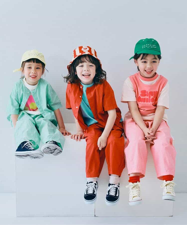 Japanese children's clothing p.prem#r typewriter snap button short-sleeved shirt 80-140cm boys/girls summer TOPS