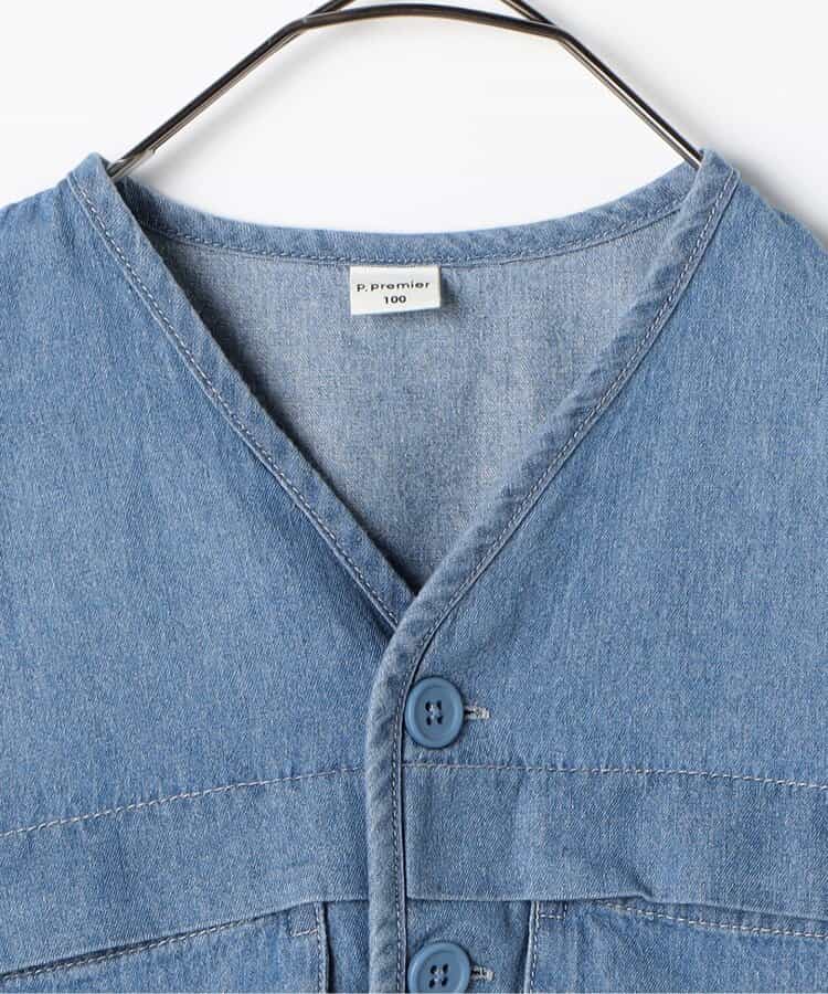 Japanese children's clothing p.prem#r 3D pocket work vest jacket 80-140cm boys/girls summer outerwear