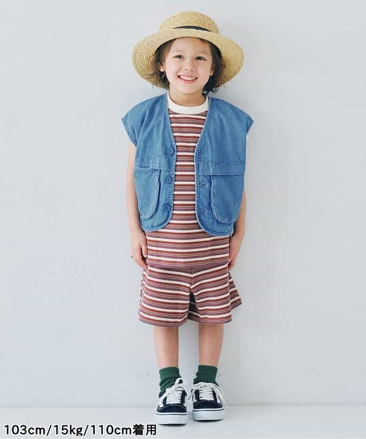 Japanese children's clothing p.prem#r 3D pocket work vest jacket 80-140cm boys/girls summer outerwear