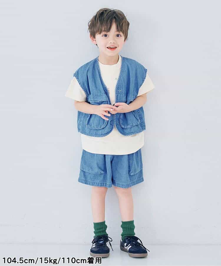 Japanese children's clothing p.prem#r 3D pocket work vest jacket 80-140cm boys/girls summer outerwear