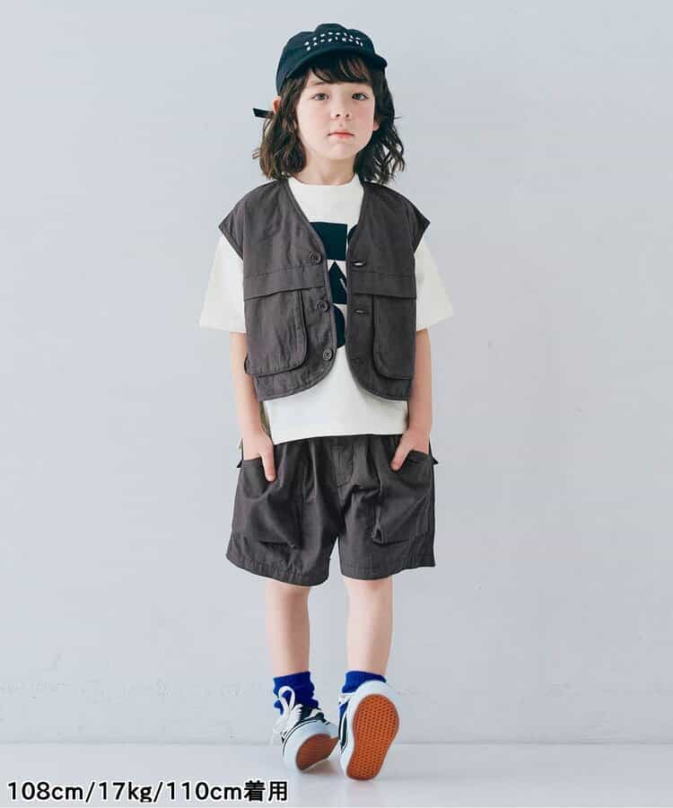 Japanese children's clothing p.prem#r 3D pocket work vest jacket 80-140cm boys/girls summer outerwear