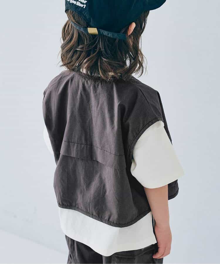 Japanese children's clothing p.prem#r 3D pocket work vest jacket 80-140cm boys/girls summer outerwear
