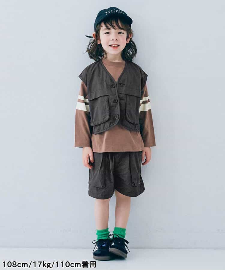 Japanese children's clothing p.prem#r 3D pocket work vest jacket 80-140cm boys/girls summer outerwear