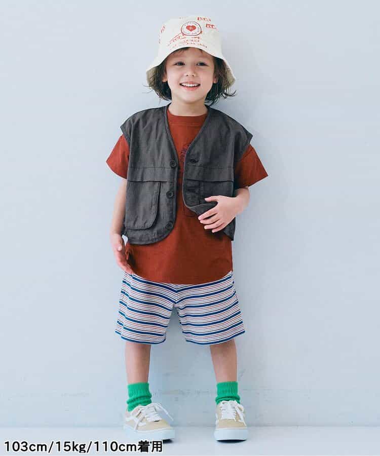 Japanese children's clothing p.prem#r 3D pocket work vest jacket 80-140cm boys/girls summer outerwear