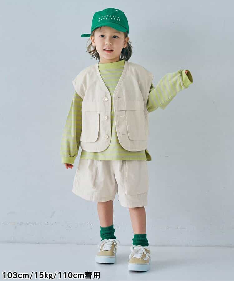 Japanese children's clothing p.prem#r 3D pocket work vest jacket 80-140cm boys/girls summer outerwear