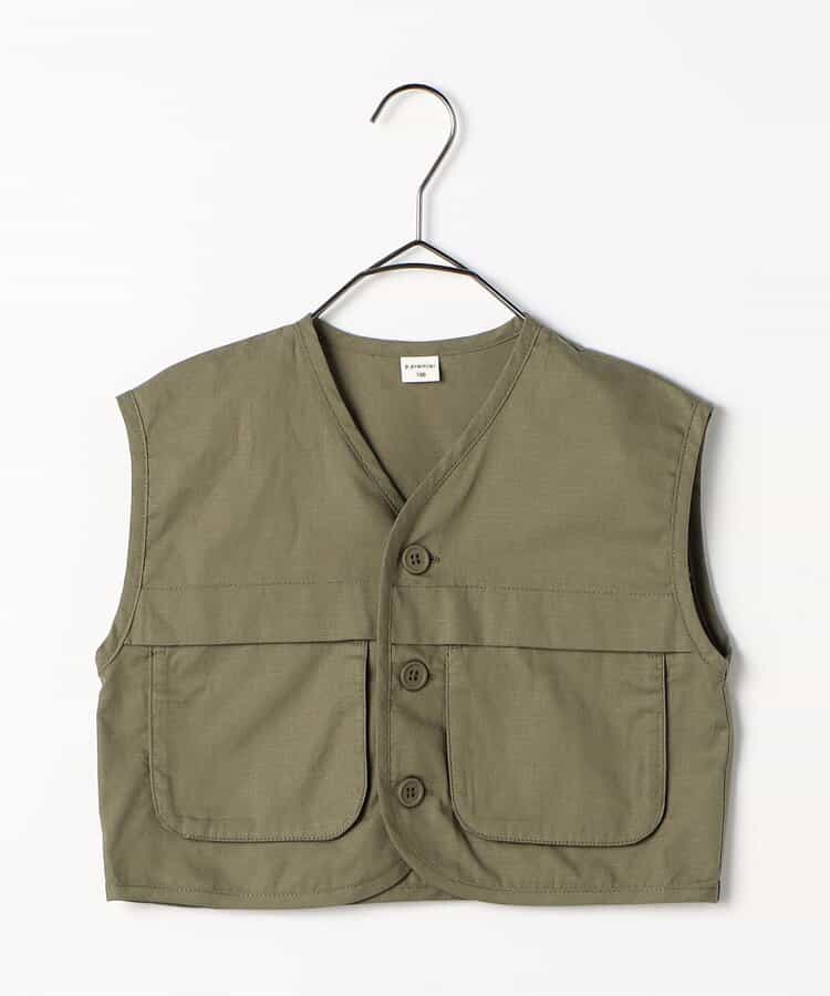 Japanese children's clothing p.prem#r 3D pocket work vest jacket 80-140cm boys/girls summer outerwear
