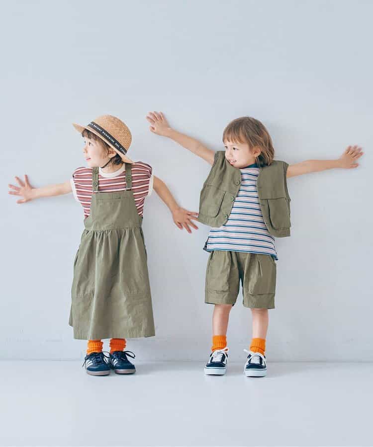 Japanese children's clothing p.prem#r 3D pocket work vest jacket 80-140cm boys/girls summer outerwear