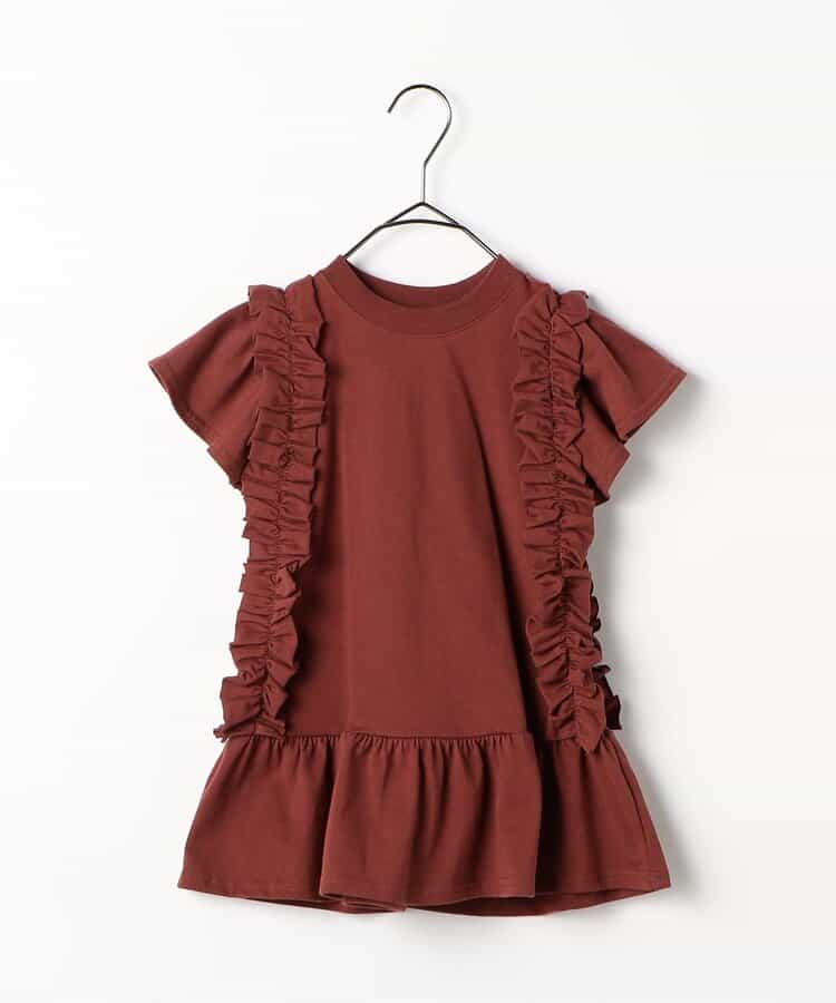 Japanese children's clothing p.prem#r side pleated short-sleeved dress 80-140cm girls summer dresses
