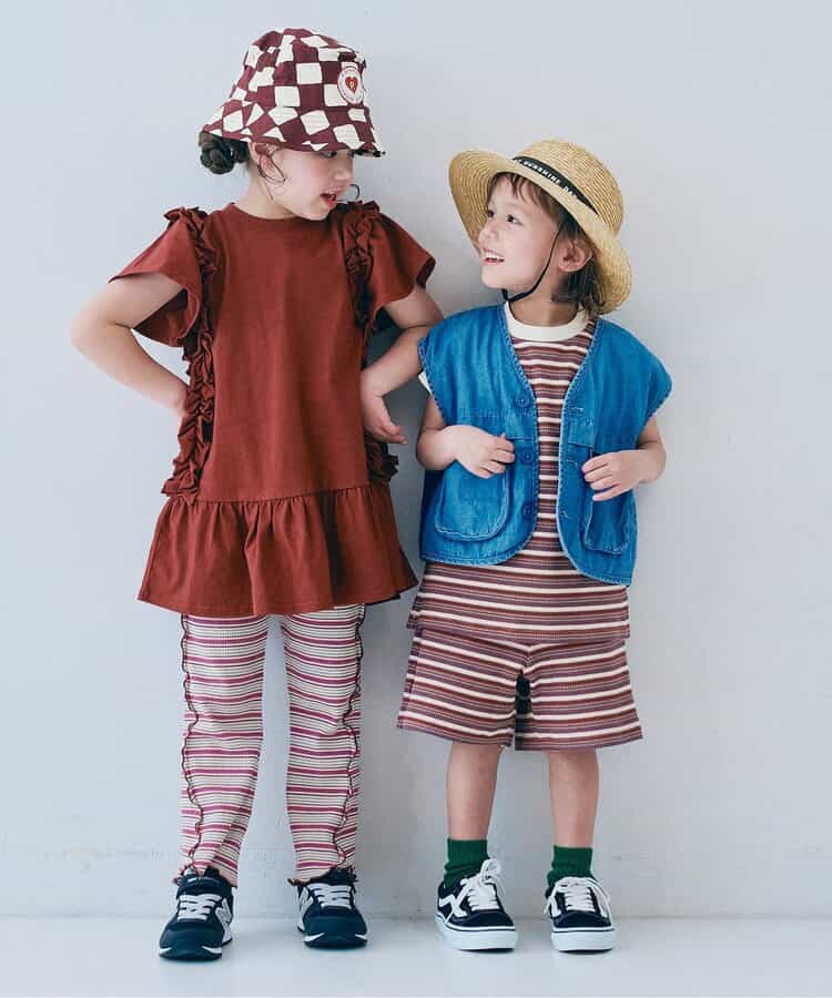 Japanese children's clothing p.prem#r side pleated short-sleeved dress 80-140cm girls summer dresses