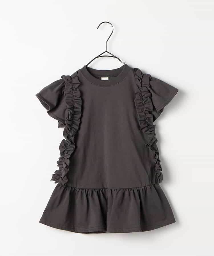 Japanese children's clothing p.prem#r side pleated short-sleeved dress 80-140cm girls summer dresses