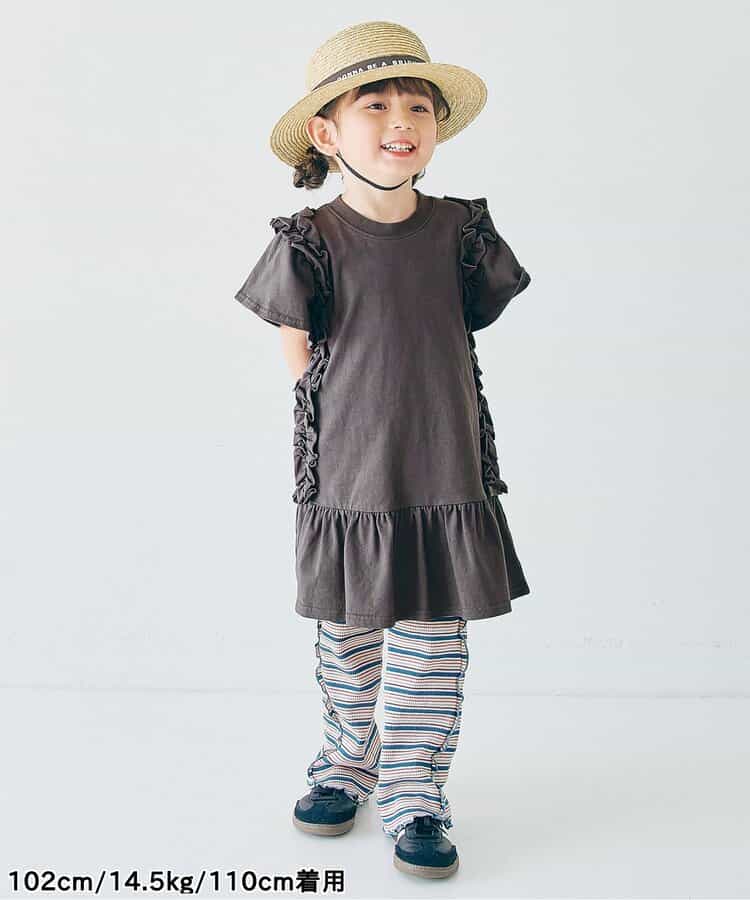 Japanese children's clothing p.prem#r side pleated short-sleeved dress 80-140cm girls summer dresses