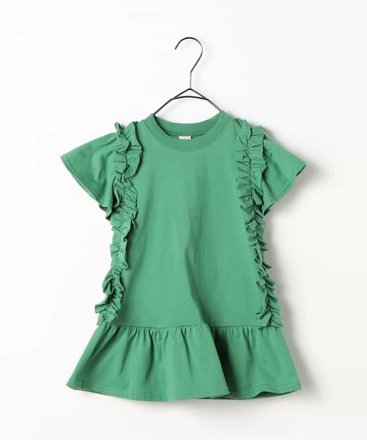 Japanese children's clothing p.prem#r side pleated short-sleeved dress 80-140cm girls summer dresses