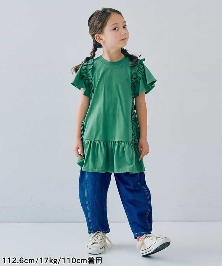 Japanese children's clothing p.prem#r side pleated short-sleeved dress 80-140cm girls summer dresses