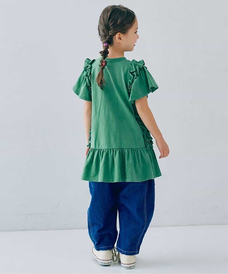 Japanese children's clothing p.prem#r side pleated short-sleeved dress 80-140cm girls summer dresses