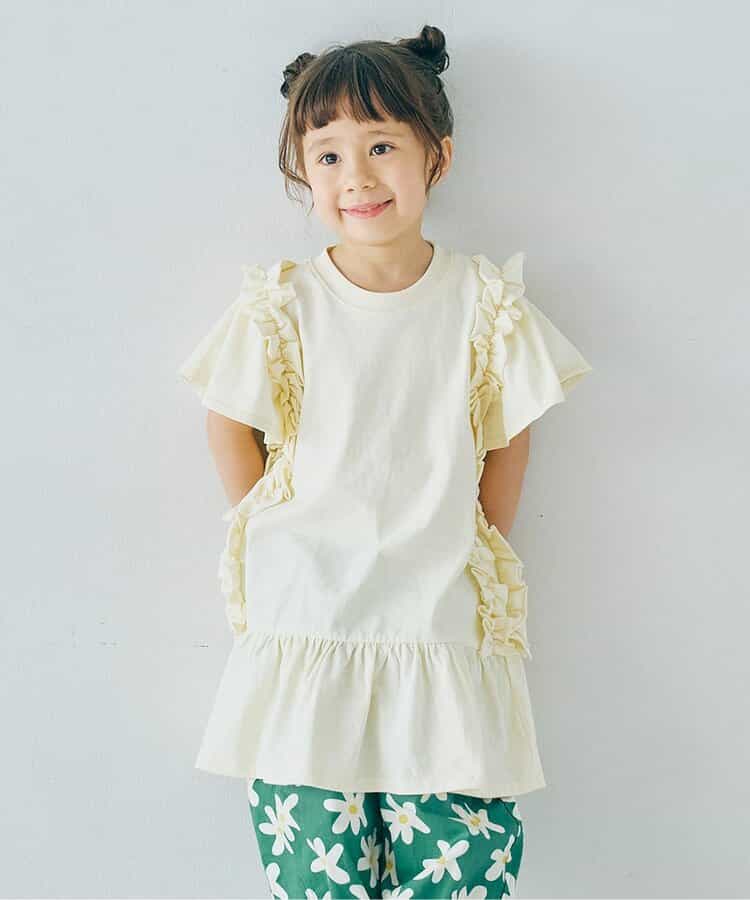 Japanese children's clothing p.prem#r side pleated short-sleeved dress 80-140cm girls summer dresses