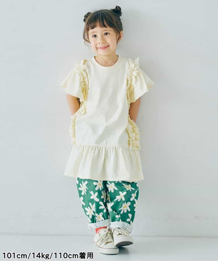 Japanese children's clothing p.prem#r side pleated short-sleeved dress 80-140cm girls summer dresses