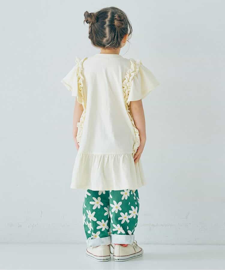 Japanese children's clothing p.prem#r side pleated short-sleeved dress 80-140cm girls summer dresses