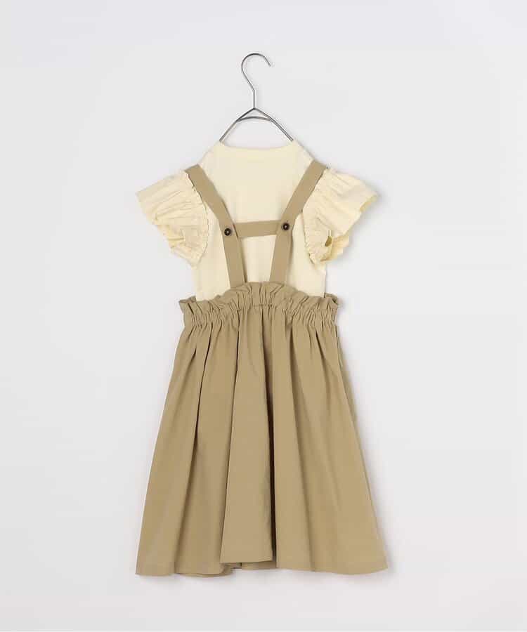 Japanese children's clothing p.prem#r 2Way slip skirt & ruffle sleeve top two-piece set 80-140cm girls summer TOPS SKIRTS