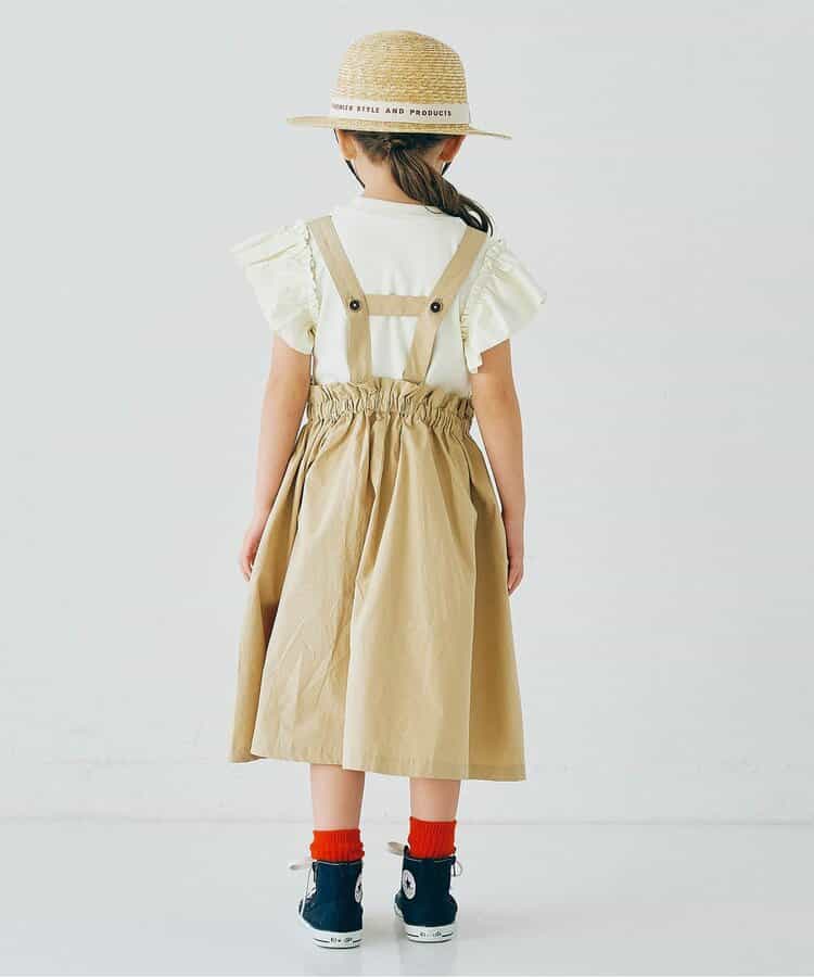 Japanese children's clothing p.prem#r 2Way slip skirt & ruffle sleeve top two-piece set 80-140cm girls summer TOPS SKIRTS