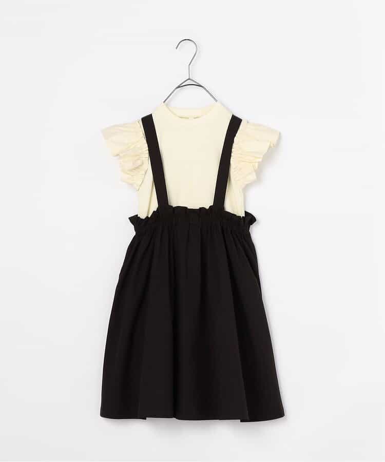 Japanese children's clothing p.prem#r 2Way slip skirt & ruffle sleeve top two-piece set 80-140cm girls summer TOPS SKIRTS