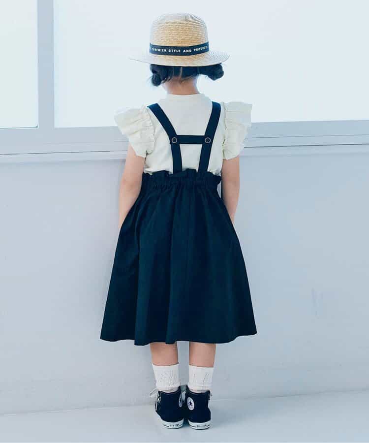 Japanese children's clothing p.prem#r 2Way slip skirt & ruffle sleeve top two-piece set 80-140cm girls summer TOPS SKIRTS