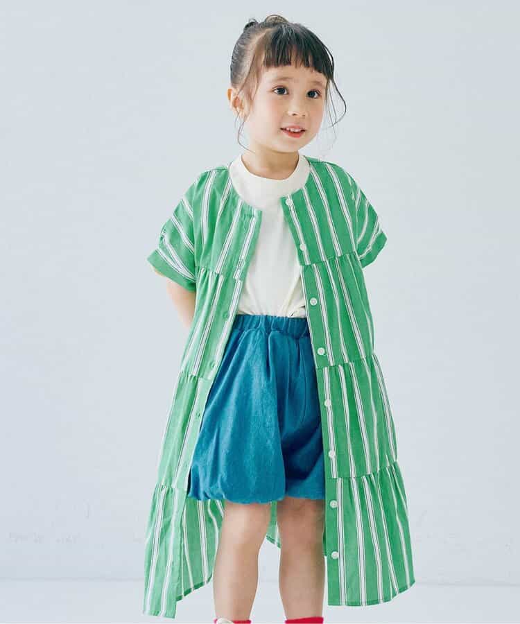 Japanese children's clothing p.prem#r 2Way reversible two-way wear front and back striped shirt dress 80-140cm girls summer dresses