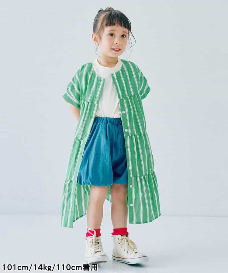 Japanese children's clothing p.prem#r 2Way reversible two-way wear front and back striped shirt dress 80-140cm girls summer dresses