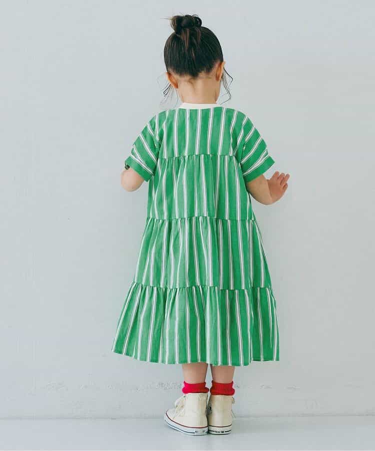 Japanese children's clothing p.prem#r 2Way reversible two-way wear front and back striped shirt dress 80-140cm girls summer dresses