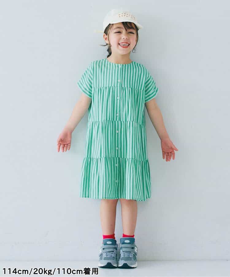 Japanese children's clothing p.prem#r 2Way reversible two-way wear front and back striped shirt dress 80-140cm girls summer dresses