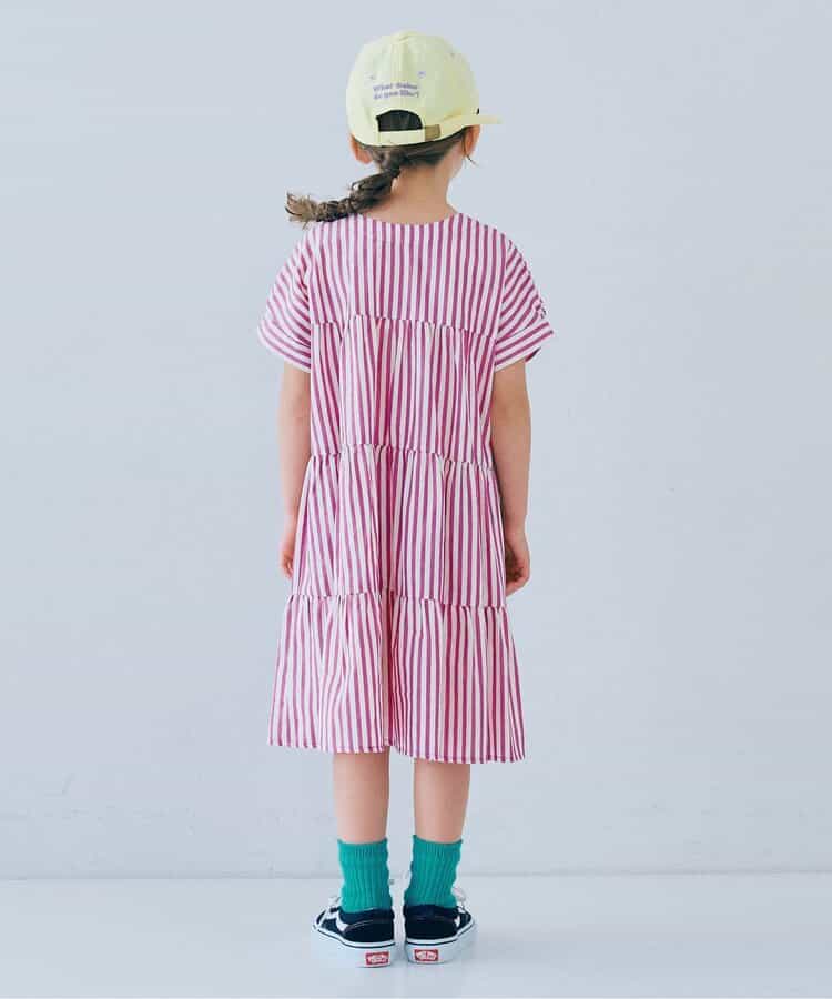 Japanese children's clothing p.prem#r 2Way reversible two-way wear front and back striped shirt dress 80-140cm girls summer dresses