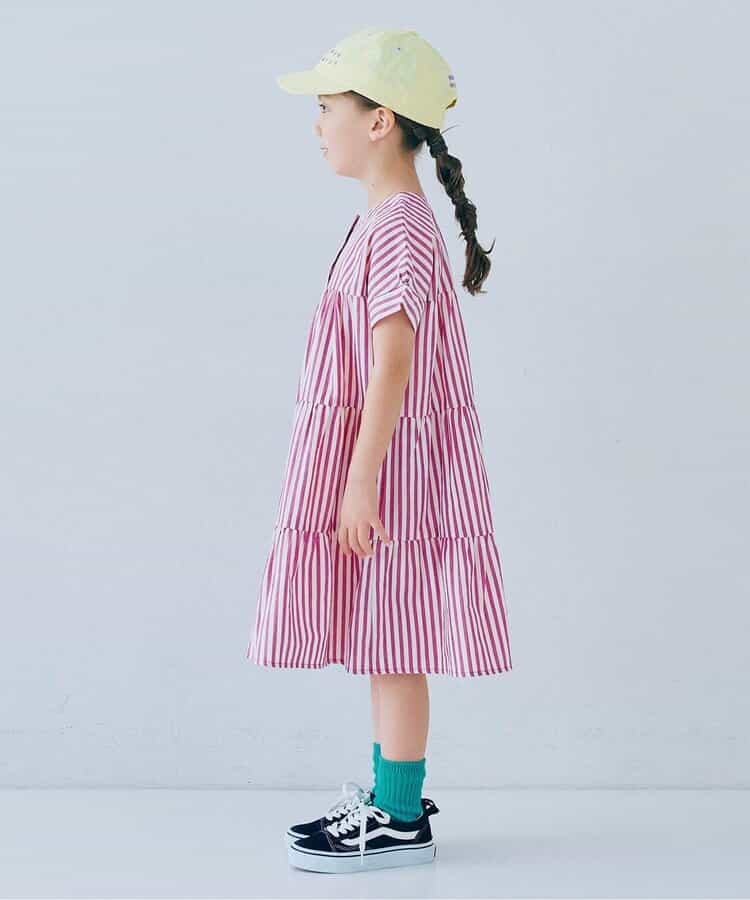 Japanese children's clothing p.prem#r 2Way reversible two-way wear front and back striped shirt dress 80-140cm girls summer dresses