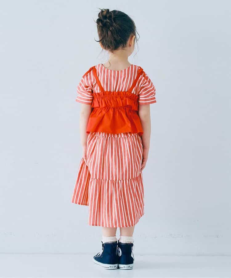 Japanese children's clothing p.prem#r 2Way reversible two-way wear front and back striped shirt dress 80-140cm girls summer dresses
