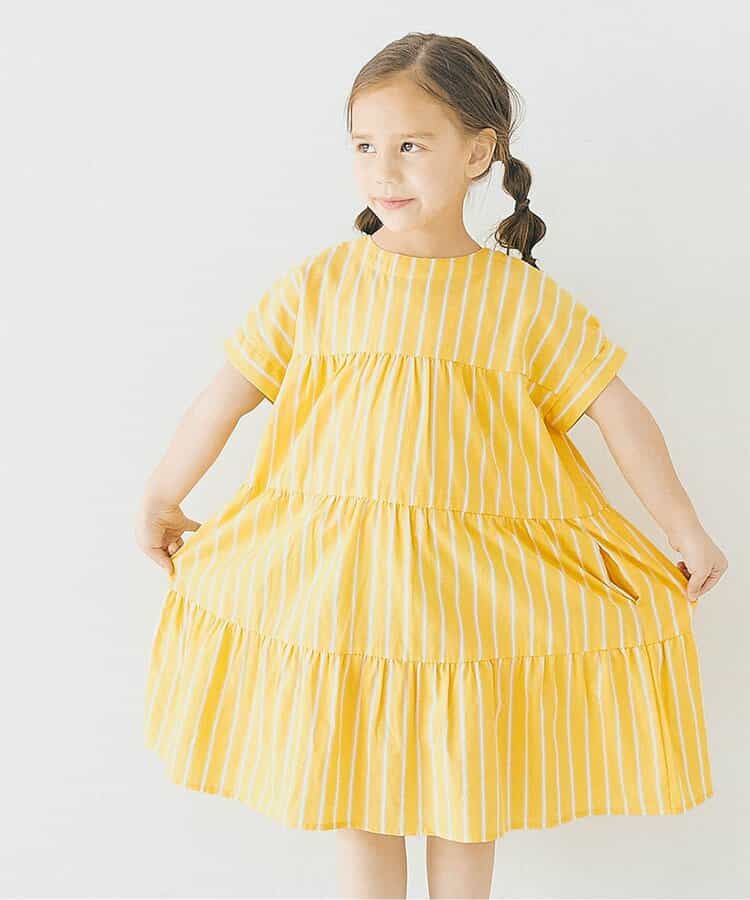 Japanese children's clothing p.prem#r 2Way reversible two-way wear front and back striped shirt dress 80-140cm girls summer dresses