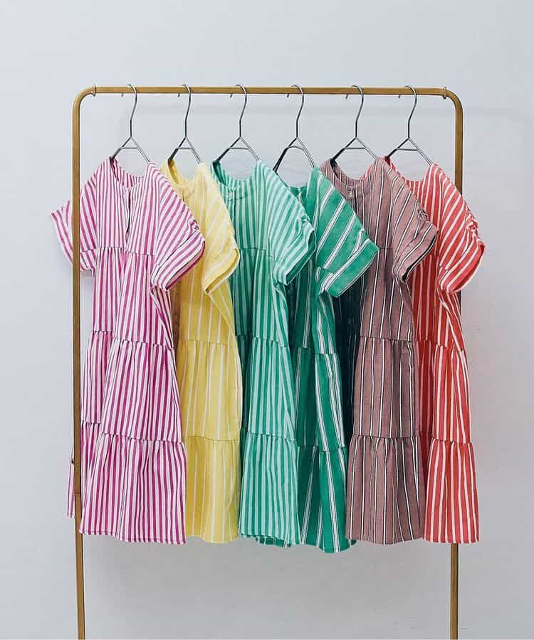 Japanese children's clothing p.prem#r 2Way reversible two-way wear front and back striped shirt dress 80-140cm girls summer dresses