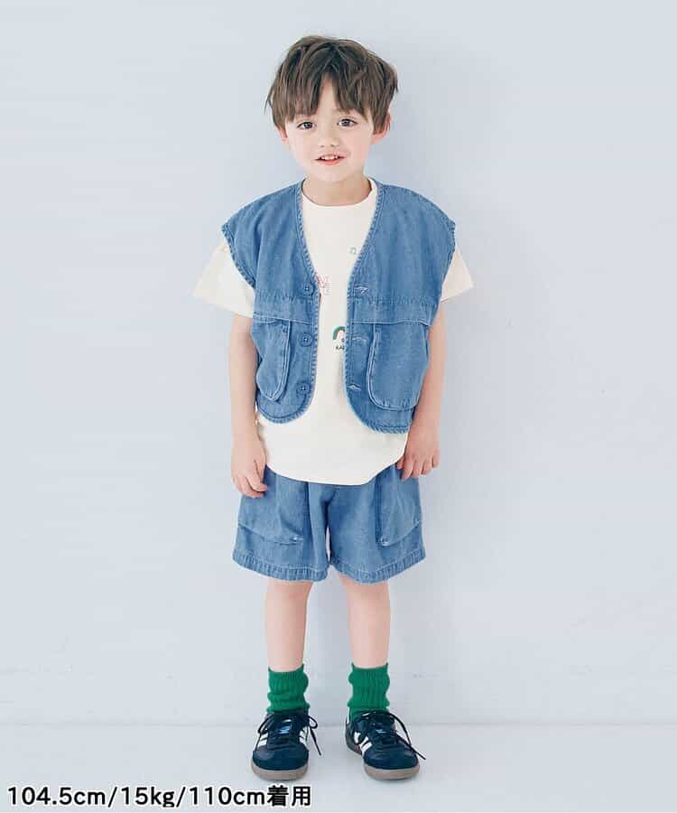 Japanese children's clothing p.prem#r 3D pocket work shorts 80-140cm boys/girls summer PANTS