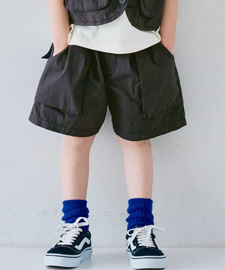 Japanese children's clothing p.prem#r 3D pocket work shorts 80-140cm boys/girls summer PANTS