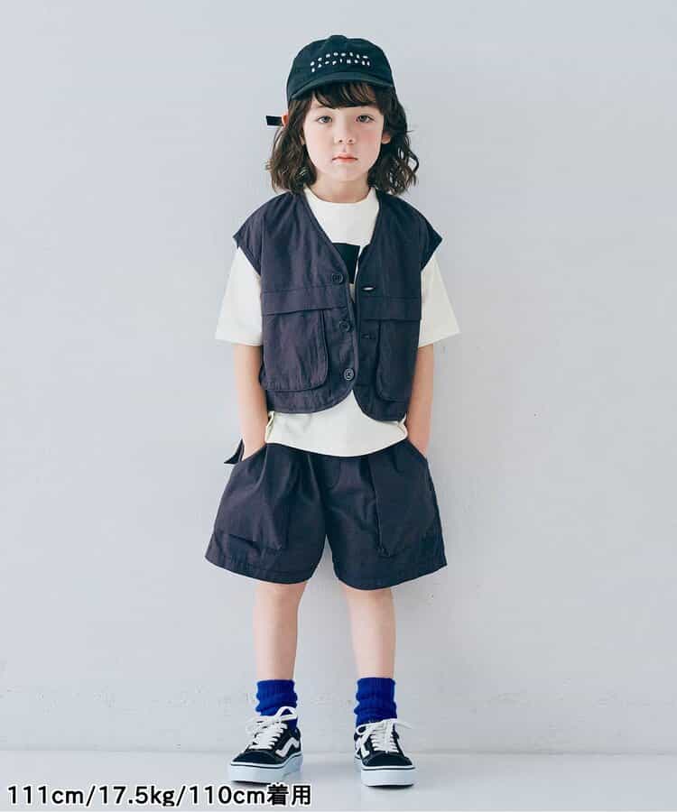 Japanese children's clothing p.prem#r 3D pocket work shorts 80-140cm boys/girls summer PANTS