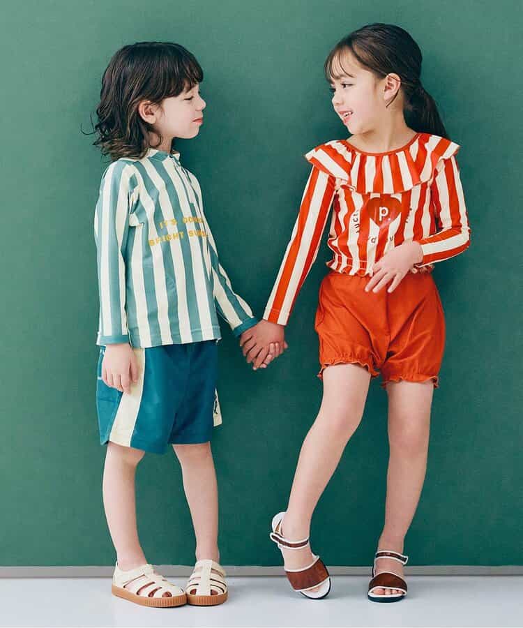 Japanese children's clothing p.prem#r UV protection swimsuit two-piece set 80-140cm girls summer water play swimsuit special edition