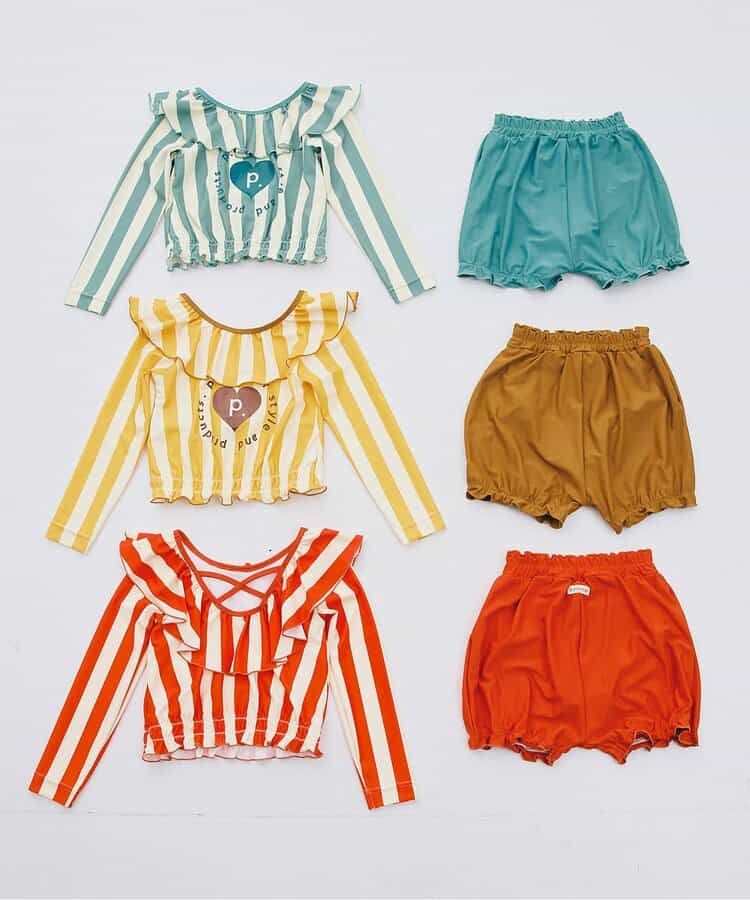 Japanese children's clothing p.prem#r UV protection swimsuit two-piece set 80-140cm girls summer water play swimsuit special edition