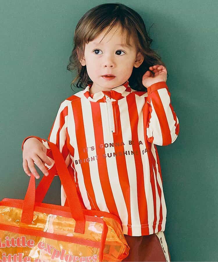 Japanese children's clothing p.prem#r UV protection half-zip swimsuit 80-140cm boys' summer swimsuit special edition