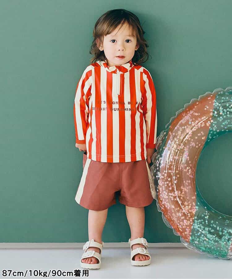 Japanese children's clothing p.prem#r UV protection half-zip swimsuit 80-140cm boys' summer swimsuit special edition