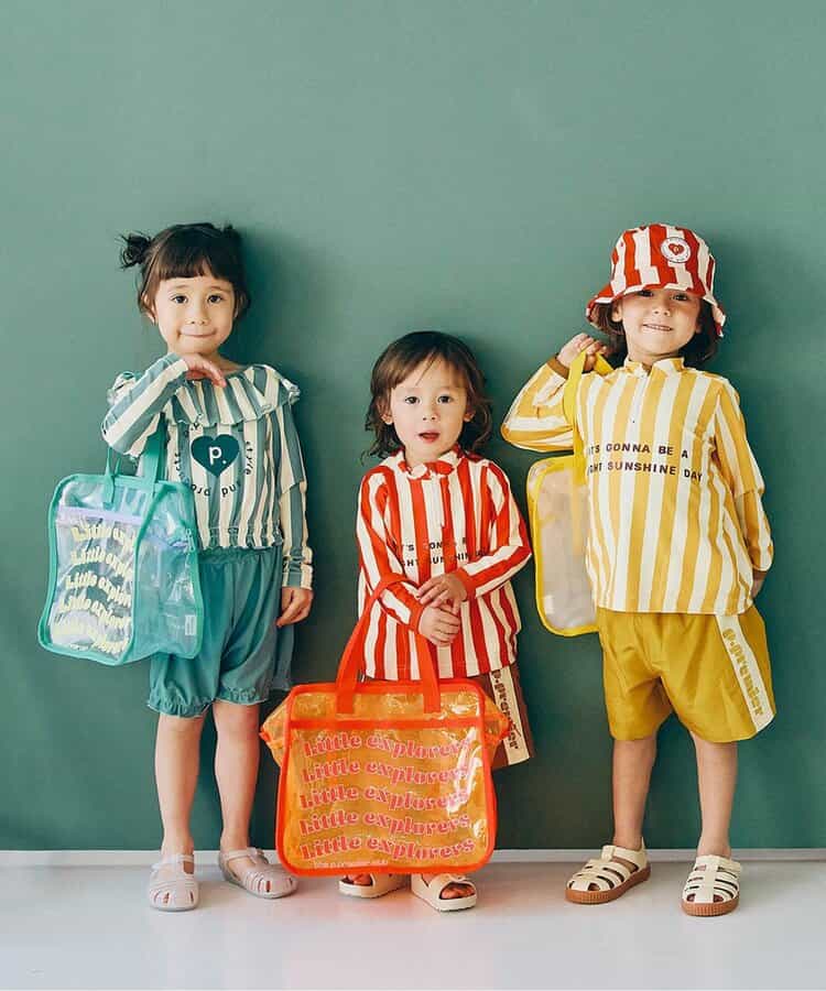 Japanese children's clothing p.prem#r UV protection swimsuit two-piece set 80-140cm girls summer water play swimsuit special edition