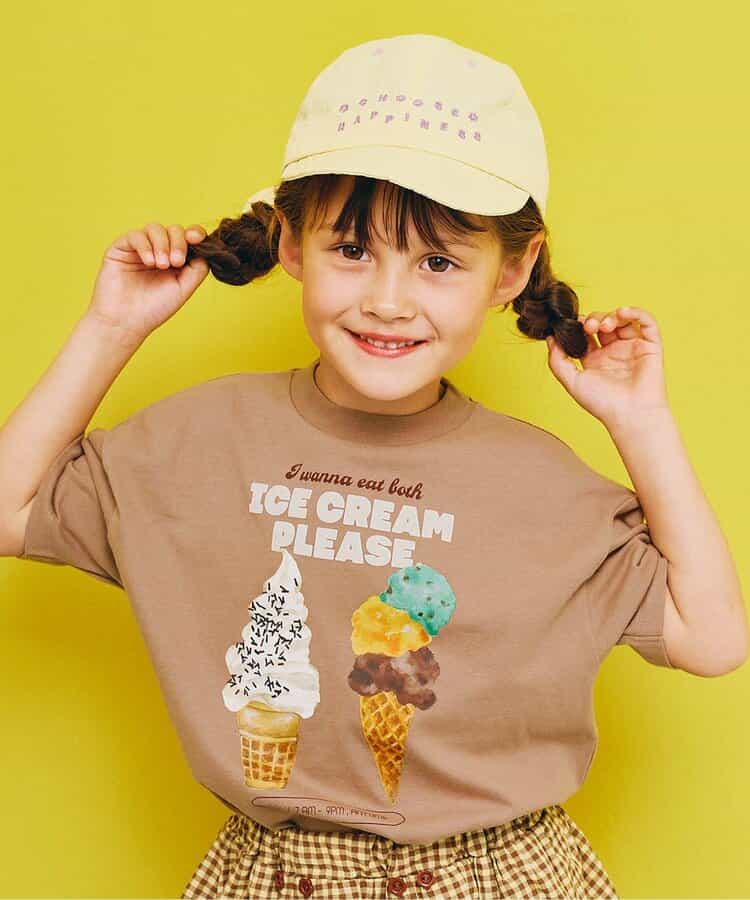 Japanese children's clothing p.prem#r ice cream print top 80-140cm boys/girls summer TOPS