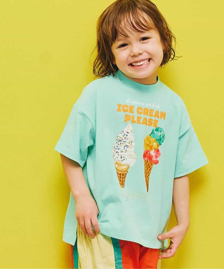 Japanese children's clothing p.prem#r ice cream print top 80-140cm boys/girls summer TOPS