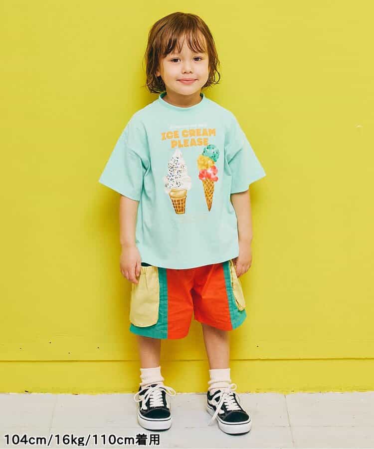 Japanese children's clothing p.prem#r ice cream print top 80-140cm boys/girls summer TOPS